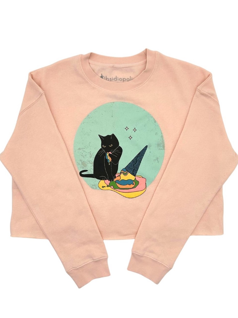 Obsidiopolis Yum Cat Cropped Sweatshirt XS